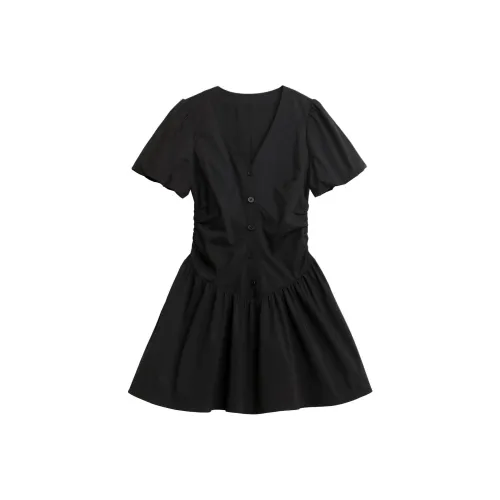 CHIC VEN Black Женские Короткие Платья с Рукавами