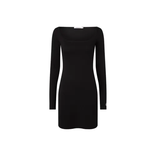 CALVIN KLEIN Длинное платье с длинными рукавами женское черное