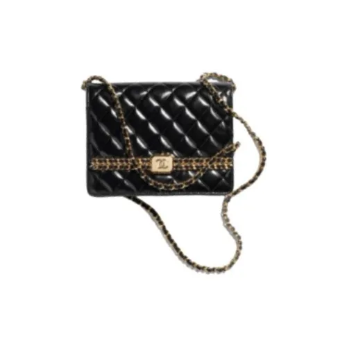 CHANEL Блестящая сумка через плечо из коровьей кожи женская черная