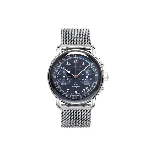 ZEPPELIN Кварцевый механизм Мужские часы Часы 42 мм Синий циферблат Нержавеющая сталь Корпус часов Нержавеющий стальной ремешок