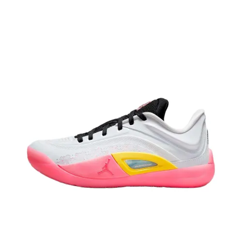 Джордан Zion 4 Устойчивый к истиранию Низкий Топ Детские Баскетбольные Кроссовки Белый Розовый Подростки