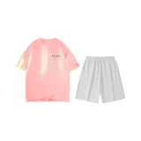 Pink (Розовый топ + Цветочные белые и серые шорты)