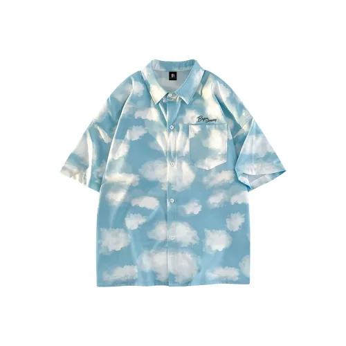 BRYAN JIMENEZ Синяя рубашка унисекс с принтом облака