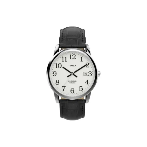 TIMEX Наручные часы Кварцевый механизм Кожаный ремешок 35 мм Белый циферблат Мужские часы