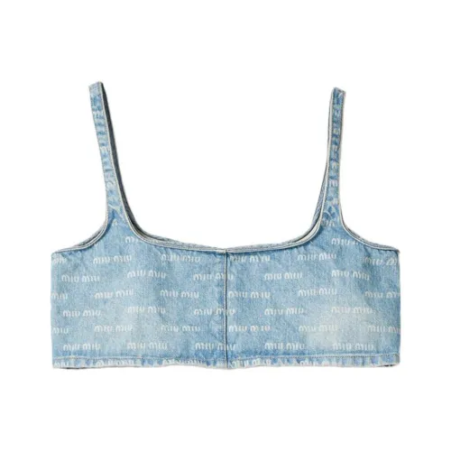 MIU MIU SS24 Топ на бретелях Женский Светло-Синий