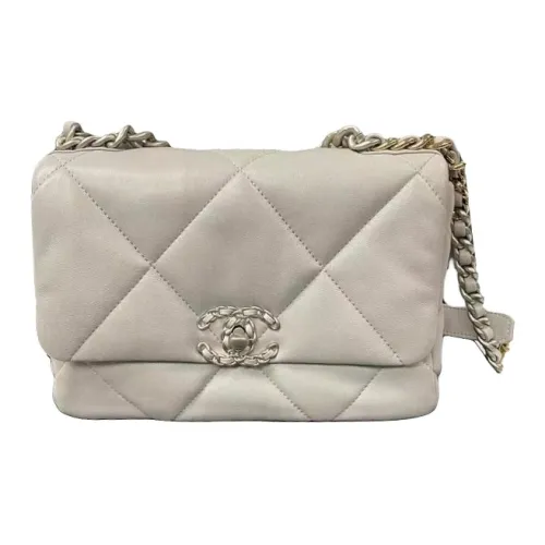CHANEL 19Bag Lambskin Flap Bag Crossbody Bag Shoulder Bag Crossbody Bag Small Women's Light Gray