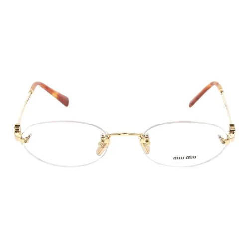 MIU MIU Металл Овал Оправы для очков Женские Золото