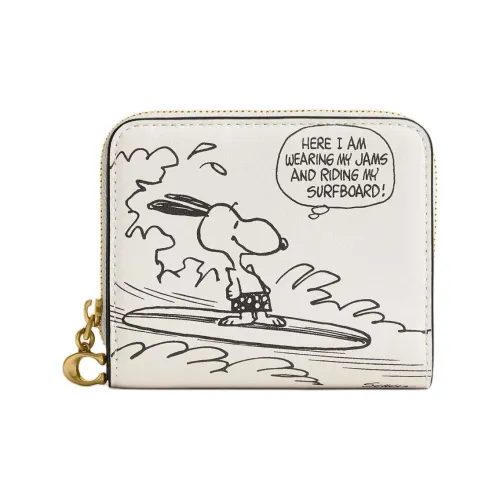 COACH PEANUTS SNOOPY Коллаборация кожа кошелек женский мел белый
