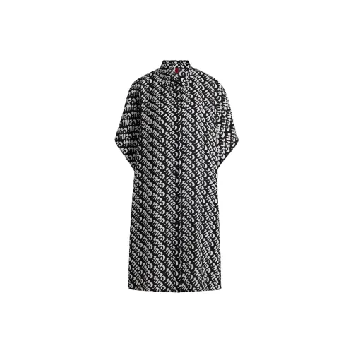 Hugo Boss Короткий рукав Пляжное платье с логотипом по всей поверхности короткое рукавное платье женское черное