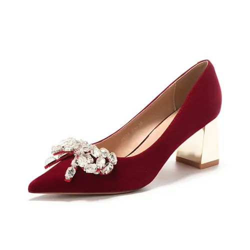 QITUMAUL Грубый каблук Высокие каблуки Женские Красный