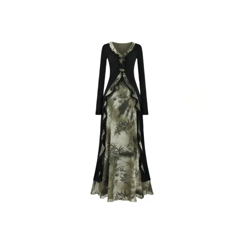 Meanalot Длинное платье с длинными рукавами женское