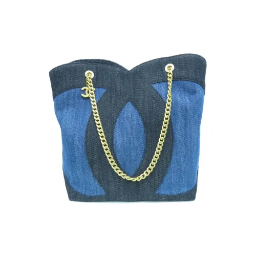 CHANEL Деним Хобо Сумка Сумка через плечо Женская Синяя Синяя