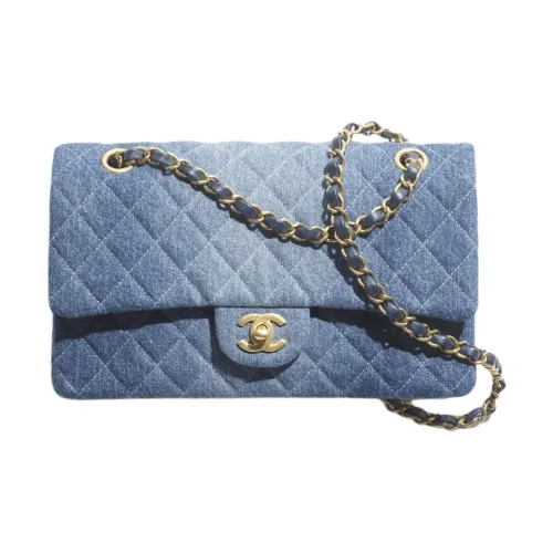 CHANEL Classic Flap CF Выстиранный Деним Сумка через плечо Сумка на плечо Стандартная Женская Синяя