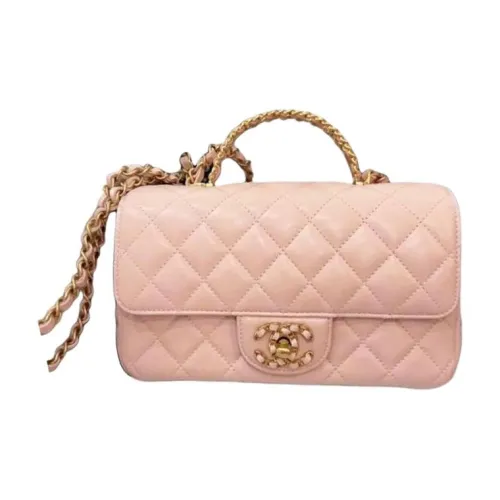 CHANEL Classic Flap CF Овчина Сумка с клапаном Сумка через плечо Мини Женская Вишневый цветок Розовый