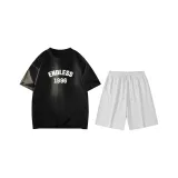 Black (Черный топ + Цветочные серые шорты)