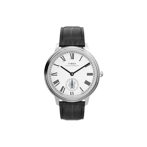 TIMEX Наручные часы Кварцевый механизм Кожаный ремешок 39 мм Белый циферблат Мужские часы