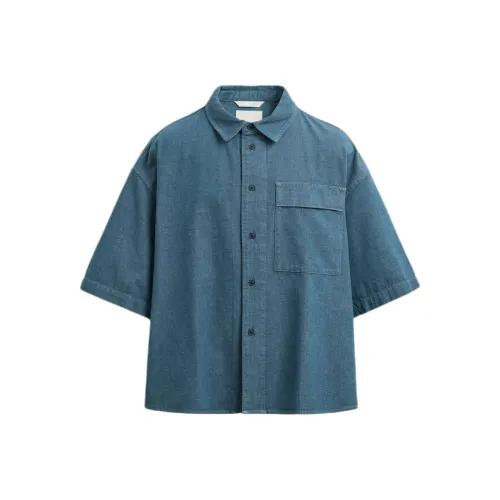 ZARA Мужские рубашки синие/зеленые