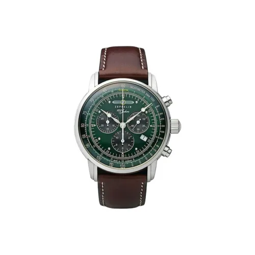 ZEPPELIN 100th Anniversary Collection Кварцевый механизм Мужские часы Часы 43 мм Зеленый циферблат