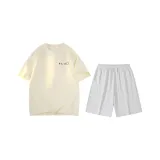 Абрикосовый топ + серые шорты