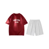 Бордовый (Бордовый топ + Цветочный, белый и серый шорты)