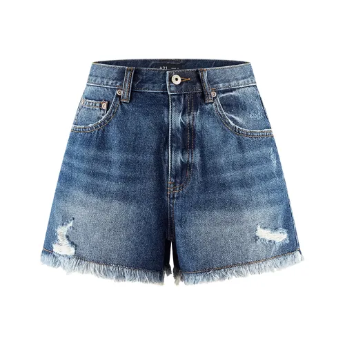 A21 Темно-серо-голубые женские джинсовые шорты