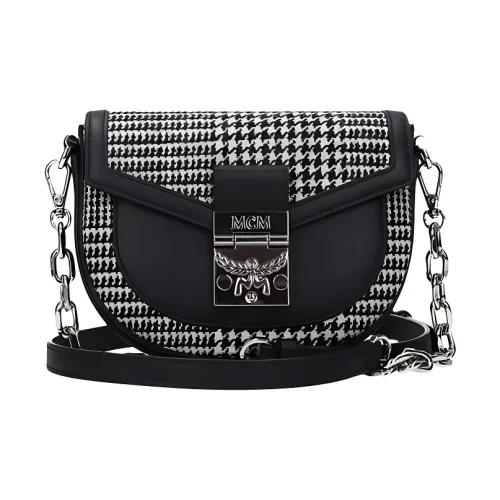 MCM Patricia Visetos Ткань с кожаными вставками сумка через плечо одно плечо через плечо мини женская черный белый
