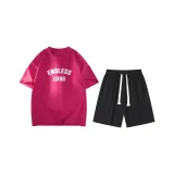 Розовый красный (Розовый красный топ + черные шорты)