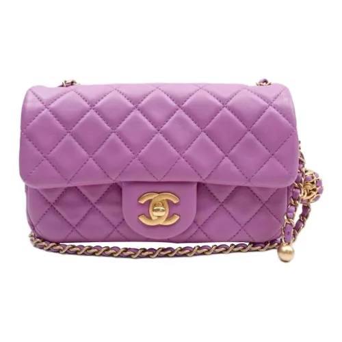 CHANEL Classic Flap CF Sheepskin Сумка через плечо Мини Женская Фиолетовая