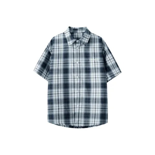 KEIRANDUN Синяя клетка Унисекс Рубашки