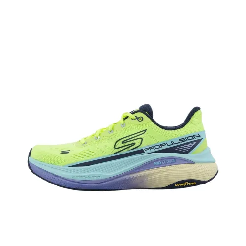 Skechers Max Cushioning Propulsion Low Топ Беговые кроссовки Женские Неоновый зеленый