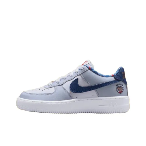 Nike Air FORCE 1 Устойчивый к истиранию Низкий Топ Детский Скейтбординг Белый Синий Малыш