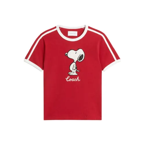 COACH X PEANUTS SS25 Стандартный T-Рубашка Женская Красная