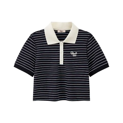 CHUU Синие полосы Цветочный Женские футболки