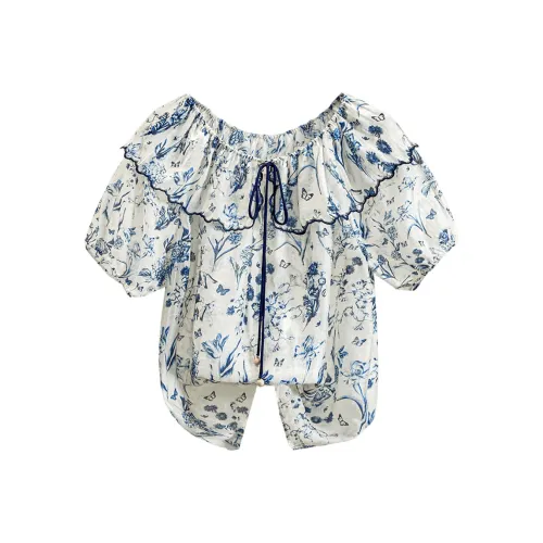 TOUCH Темно-синий синий многоцветный женские рубашки