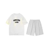 White (Белый топ + Цветочные серые шорты)