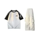 Светлый Фотиния Серый с короткими рукавами + Светлый Хаки штаны