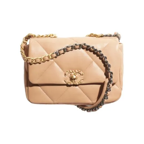 CHANEL 19Bag Яркая сумка из овечьей кожи сумка через плечо сумка на плечо женская темно-бежевый