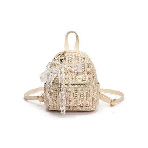 DALO ПУ (полиуретан) с соломенной плетенью Рюкзак Женские Экрю хаки