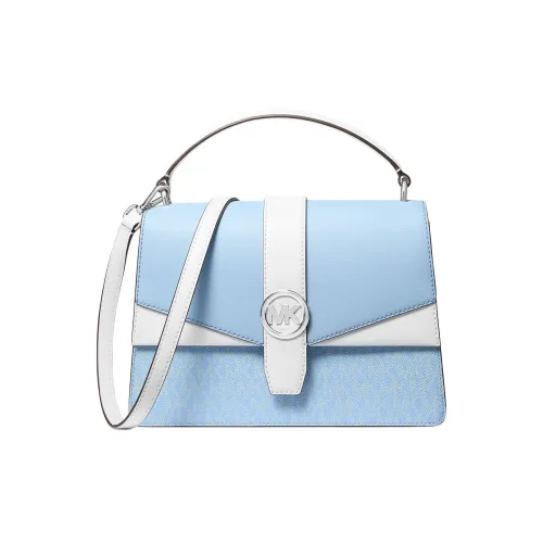 MICHAEL KORS Greenwich Покрытый холст Одно плечо Сумка Средний Женский Синий и Белый