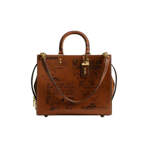 COACH Peanuts SNOOPY Коллаборация Rogue кожа сумка через плечо сумка большая женская коричневый