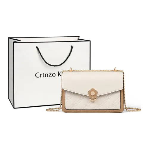 Crtnzo Kroez Сумка через плечо из коровьей кожи маленькая квадратная сумка стандартная женская цвет экрю