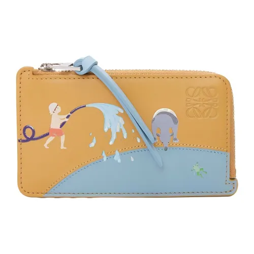 LOEWE Suna Fujita Коллаборация Телячья кожа Держатель для карт Женские Сахара Светло-синий