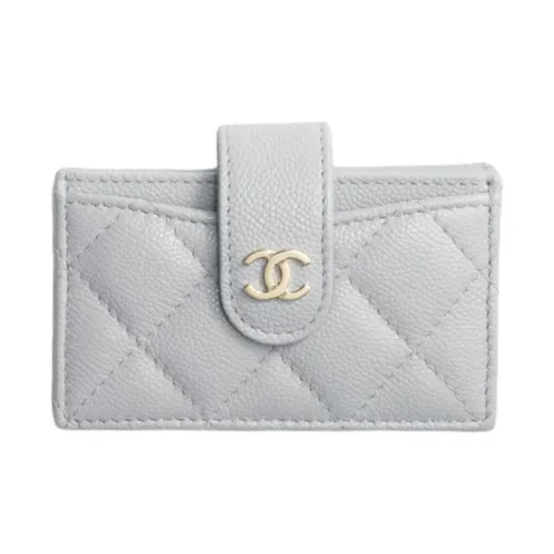 CHANEL Зернистая кожа личи телячья кожа держатель для карт женский серый