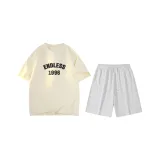 Абрикосовый топ + серые шорты