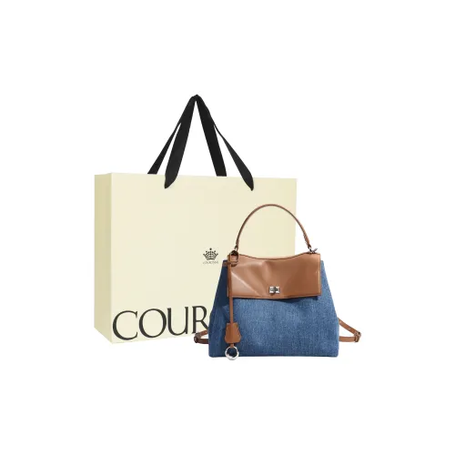 COURONNE Деним с лицевой коровьей кожей рюкзак женский синий