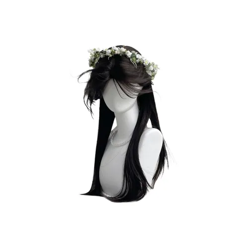 YOUXI Lost Deer Высокий уровень Средний Разделение Черный длинный Straight Eight Фигурка Bangs Fang Круглое лицо Tiancai Перука