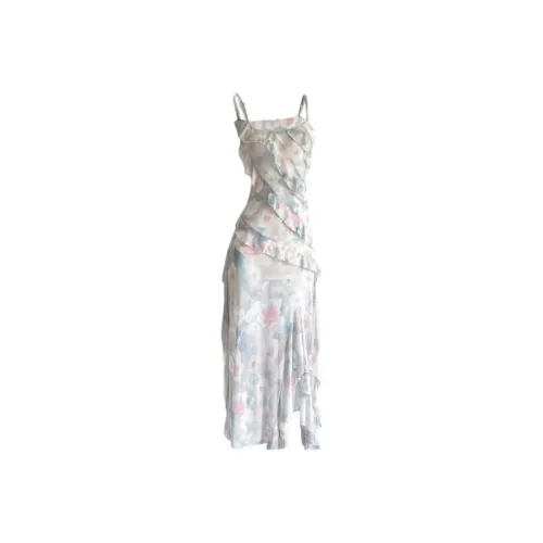 ADXKM Розово-синий Цветочный Платье Женские Слиплатья