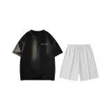 Black (Черный топ + Цветочные серые шорты)