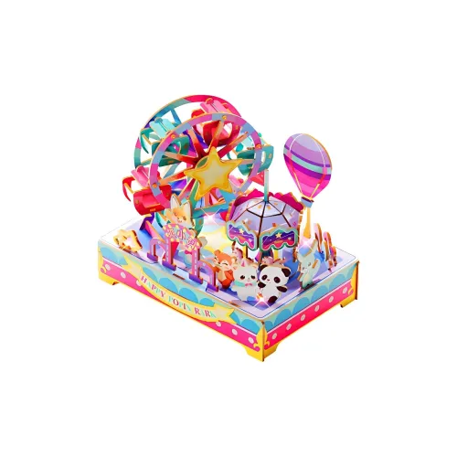 HUXIAOKE DIY Ручная Музыкальная Коробка FERRIS WHEEL Сборка Музыкальная Коробка Карусель Детский Парк развлечений Развивающие игрушки