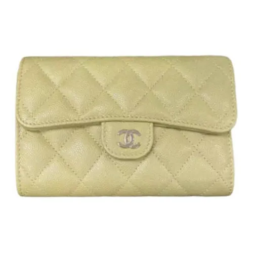 CHANEL Classic Flap CF Телячья кожа Монета Кошелек Кошелек Женские Темно-желтый